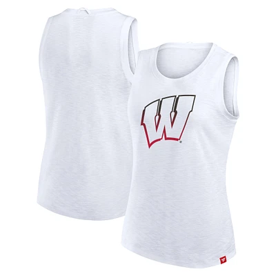 Women's Fanatics White Wisconsin Badgers Activate Slub Tank Top