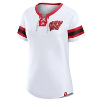 Women's Fanatics  White Wisconsin Badgers Iconic Athena T-Shirt