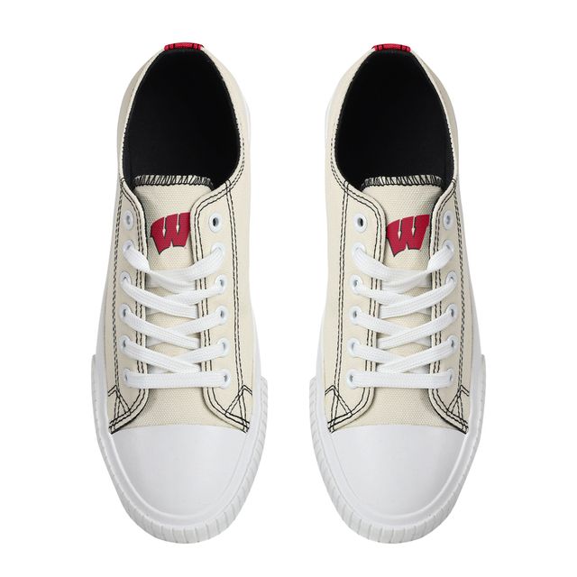 Chaussures en toile basses FOCO Wisconsin Badgers pour femmes, crème