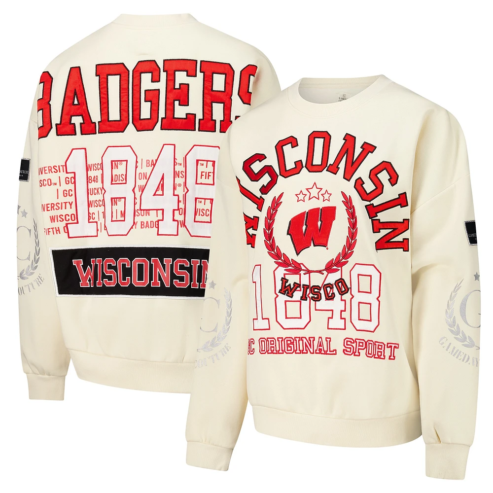 Sweat-shirt à enfiler Slay pour femme Gameday Couture couleur crème Wisconsin Badgers