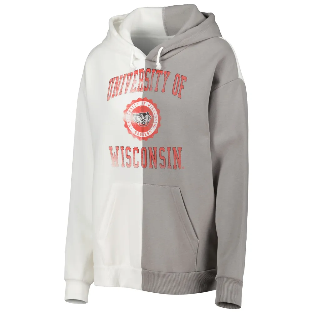 Sweat à capuche fendu Wisconsin Badgers Gameday Couture gris/blanc pour femme