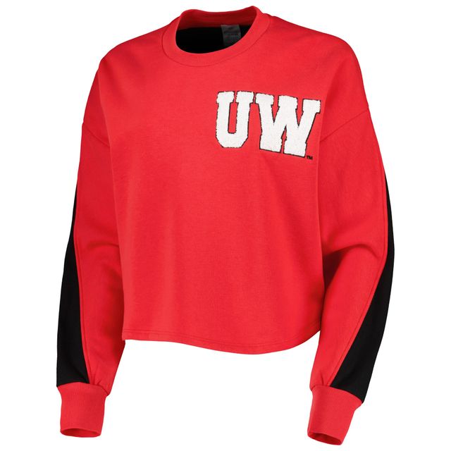 Sweat-shirt Gameday Couture rouge Wisconsin Badgers Back To Reality colorblock pour femme