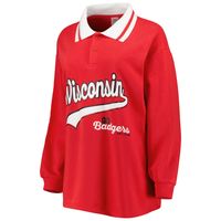 Women's Gameday Couture Red Wisconsin Badgers Happy Hour Long Sleeve Polo