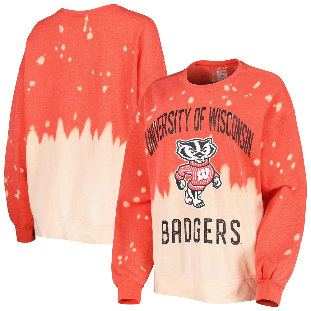 Women's Gameday Couture Red Wisconsin Badgers Twice As Nice Faded Dip-Dye Pullover Long Sleeve Top