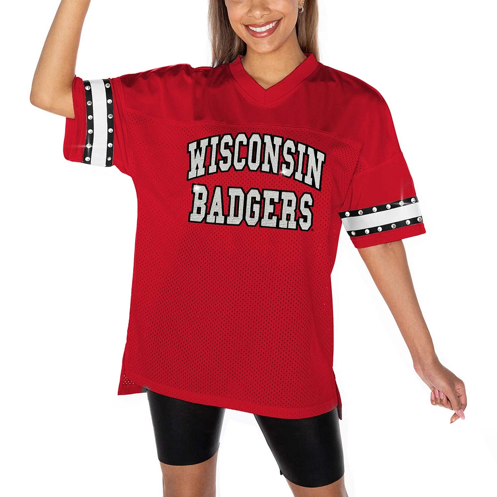 T-shirt à strass rouge Gameday Couture pour femme des Wisconsin Badgers Until Kickoff