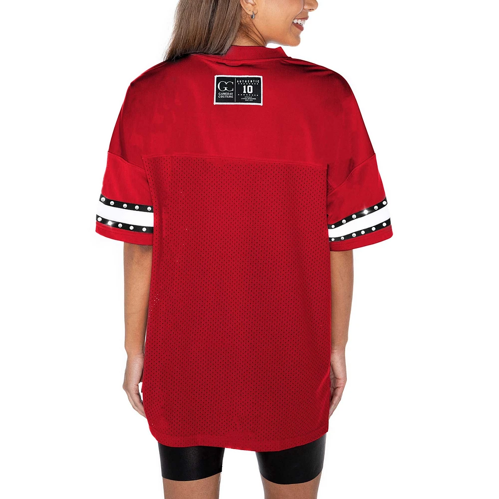 Women's Gameday Couture Red Wisconsin Badgers Until Kickoff Rhinestone Fashion T-Shirt