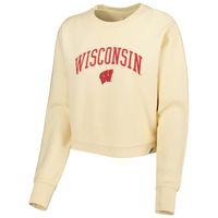 Women's League Collegiate Wear Cream Wisconsin Badgers Classic Campus Corded Timber Sweatshirt