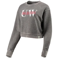 Women's League Collegiate Wear Graphite Wisconsin Badgers Classic Corded Timber Crop Sweat-shirt à capuche