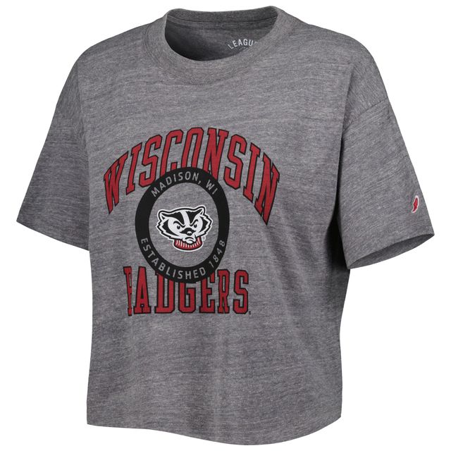 T-shirt à trois mélanges gris chiné Wisconsin Badgers Intramural de la ligue collégiale pour femmes