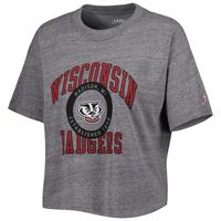 Women's League Collegiate Wear Heather Gray Wisconsin Badgers Intramural Midi Seal Tri-Blend T-Shirt