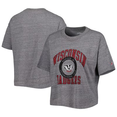 Women's League Collegiate Wear Heather Gray Wisconsin Badgers Intramural Midi Seal Tri-Blend T-Shirt