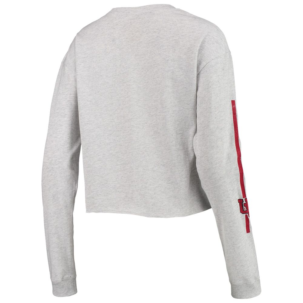 Women's League Collegiate Wear Heathered Gray Wisconsin Badgers Clothesline Cotton Midi Crop Long Sleeve T-Shirt