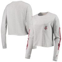 Women's League Collegiate Wear Heathered Gray Wisconsin Badgers Clothesline Cotton Midi Crop Long Sleeve T-Shirt