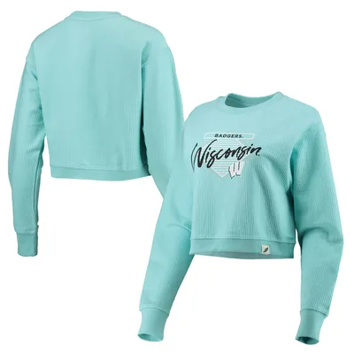 Wisconsin Badgers League Collegiate Wear Women's Corded Timber Crop Pullover Sweatshirt - Light Blue