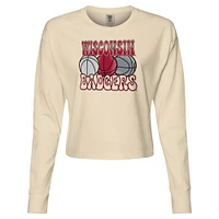 T-shirt court à manches longues de basket-ball aux couleurs confortables des Badgers du Wisconsin pour femmes