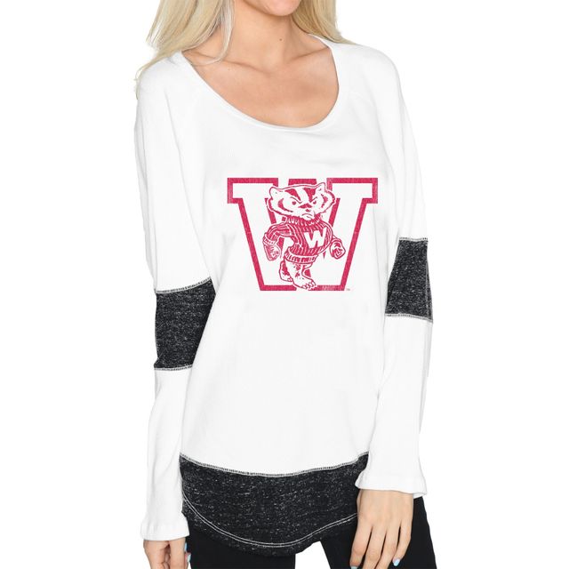 T-shirt à manches longues thermique Original Retro Brand White Wisconsin Badgers pour femme