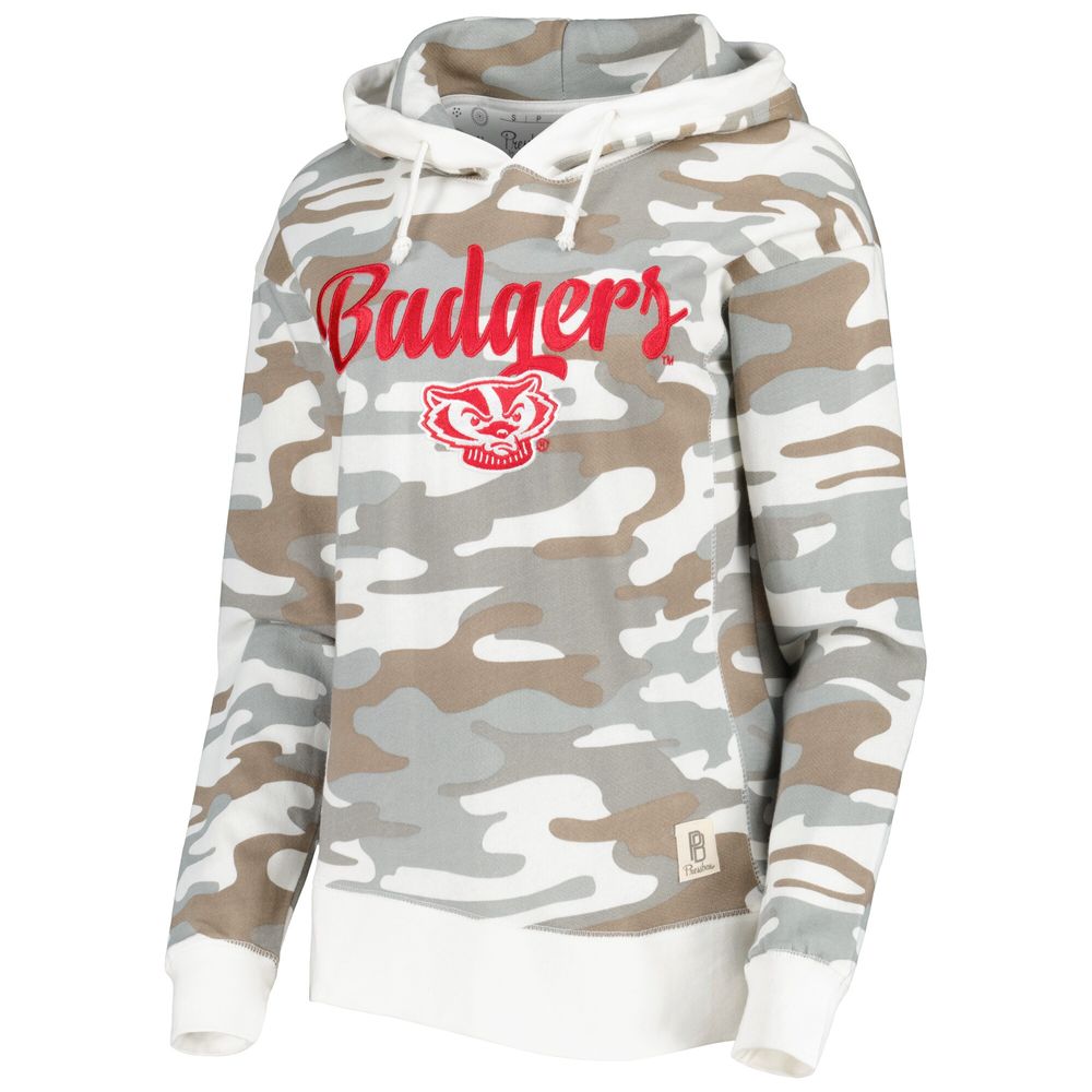 Women's Pressbox Camo Wisconsin Badgers San Pablo Pullover Hoodie