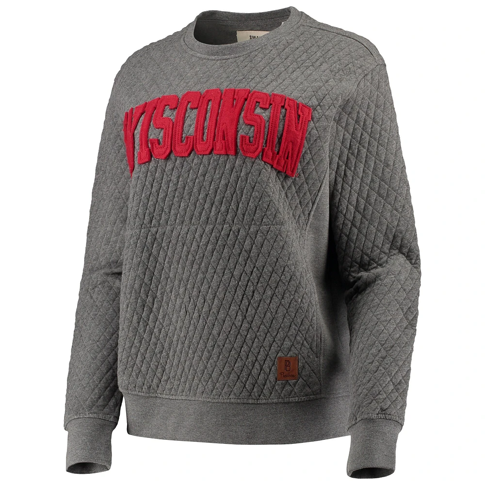 Sweat-shirt matelassé Pressbox Heather Charcoal Wisconsin Badgers Moose pour femme