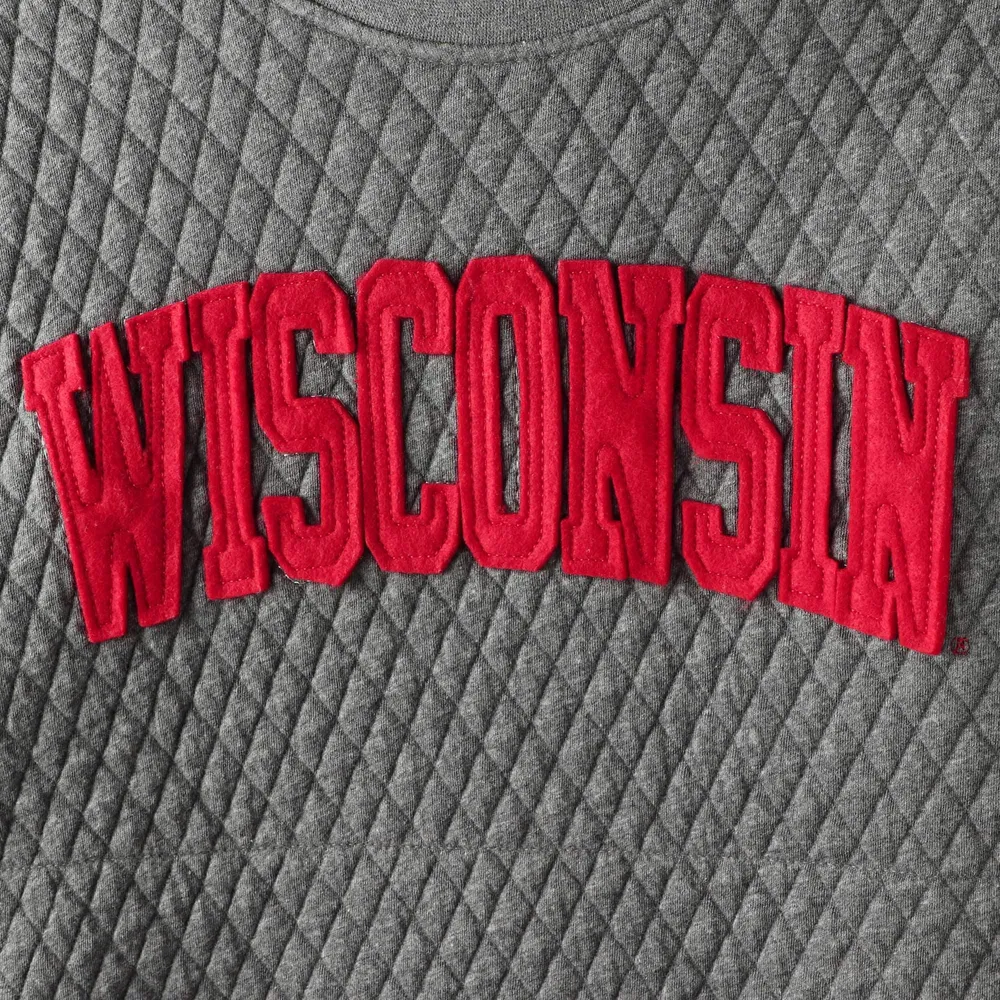 Sweat-shirt matelassé Pressbox Heather Charcoal Wisconsin Badgers Moose pour femme