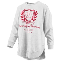 Sweat-shirt à enfiler poncho mélangé Field Day des Wisconsin Badgers de Pressbox pour femme, gris chiné