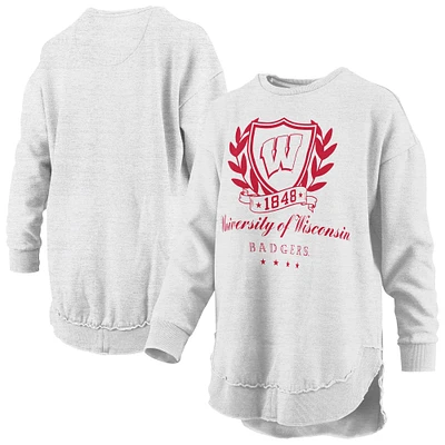 Sweat-shirt à enfiler poncho mélangé Field Day des Wisconsin Badgers de Pressbox pour femme, gris chiné