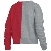 Sweat-shirt Pressbox gris chiné pour femmes des Badgers du Wisconsin, moitié-moitié raglan