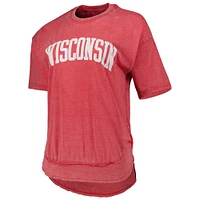 T-shirt poncho Pressbox pour femmes, rouge chiné, Wisconsin Badgers Arch