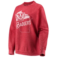 Women's Pressbox Red Wisconsin Badgers Comfy Cord Corduroy Crewneck Sweatshirt