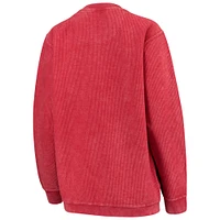 Women's Pressbox Red Wisconsin Badgers Comfy Cord Corduroy Crewneck Sweatshirt