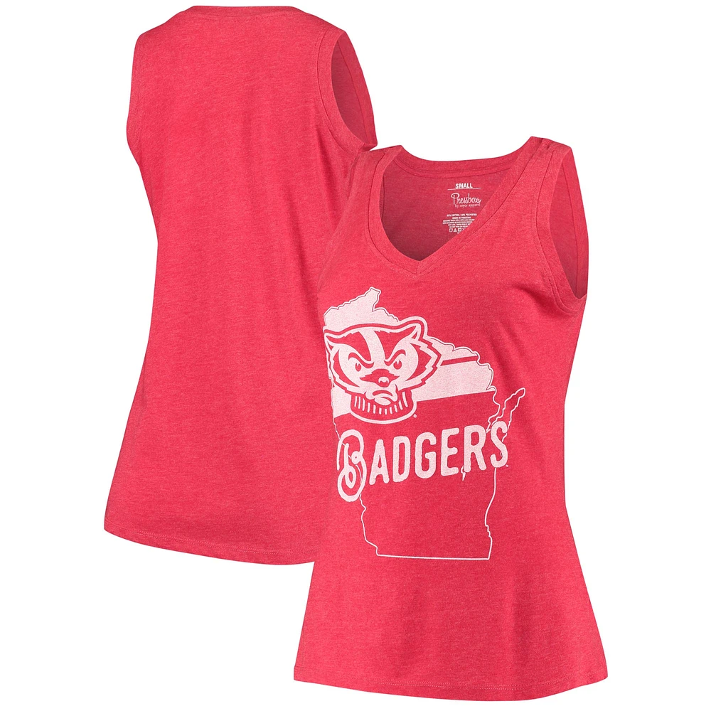 Débardeur à encolure en V Ferris Melange Pressbox Wisconsin Badgers rouge pour femme