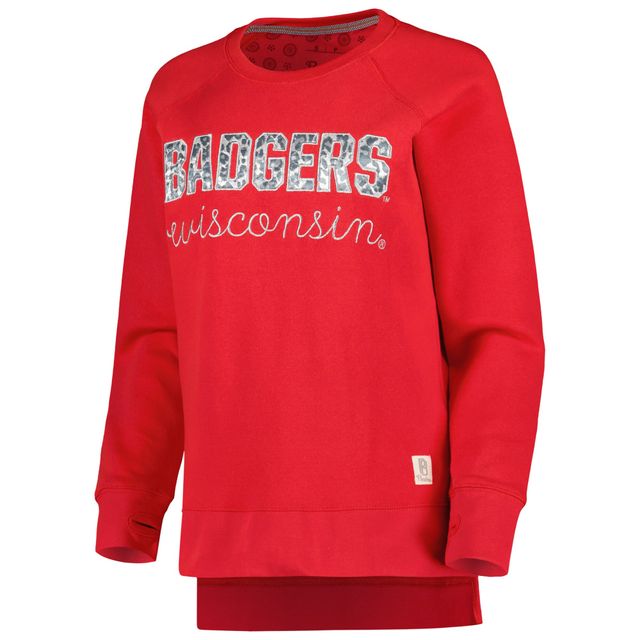 Sweat-shirt à manches raglan Pressbox Wisconsin Badgers Steamboat pour femme, rouge, imprimé animal