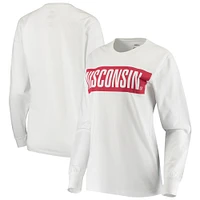 Women's Pressbox White Wisconsin Badgers Big Block Whiteout Long Sleeve T-Shirt