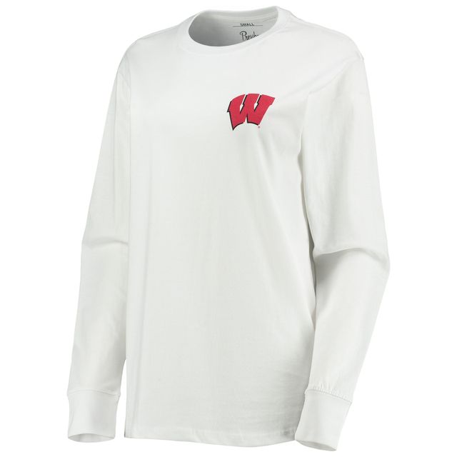 T-shirt à manches longues Pressbox Wisconsin Badgers Traditions Pennant pour femme, blanc