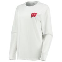 Women's Pressbox White Wisconsin Badgers Traditions Pennant Long Sleeve T-Shirt