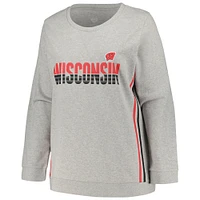 Sweat-shirt à rayures latérales pour femme Profile Heather Grey Wisconsin Badgers Plus