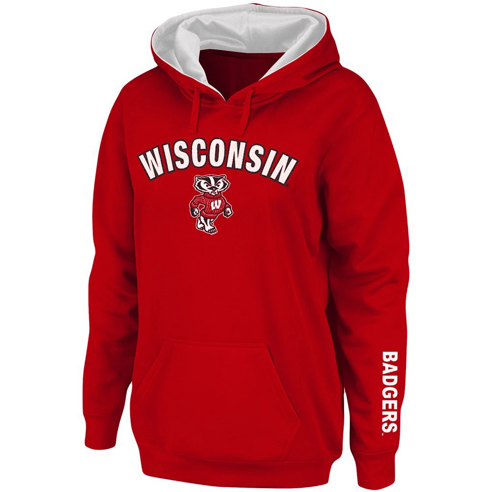 Women's Red Wisconsin Badgers Arch & Logo 1 Pullover Hoodie