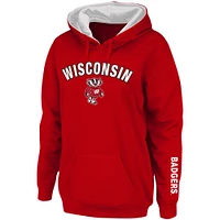 Women's Red Wisconsin Badgers Arch & Logo 1 Pullover Hoodie