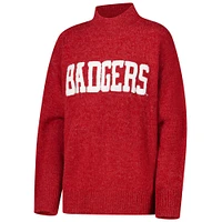 Pull oversize à col montant et logo universitaire pour femme des Wisconsin Badgers Red