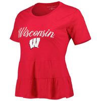 Women's Red Wisconsin Badgers Willow Ruffle-Bottom T-Shirt