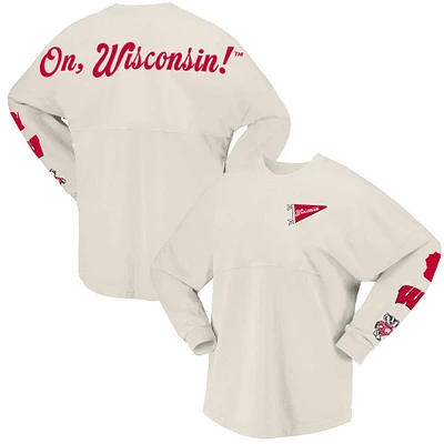 T-shirt à manches longues local Spirit Jersey naturel des Badgers du Wisconsin pour femmes