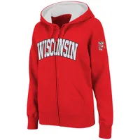 Sweat à capuche zippé Stadium Athletic Cardinal Wisconsin Badgers Arched Name pour femme