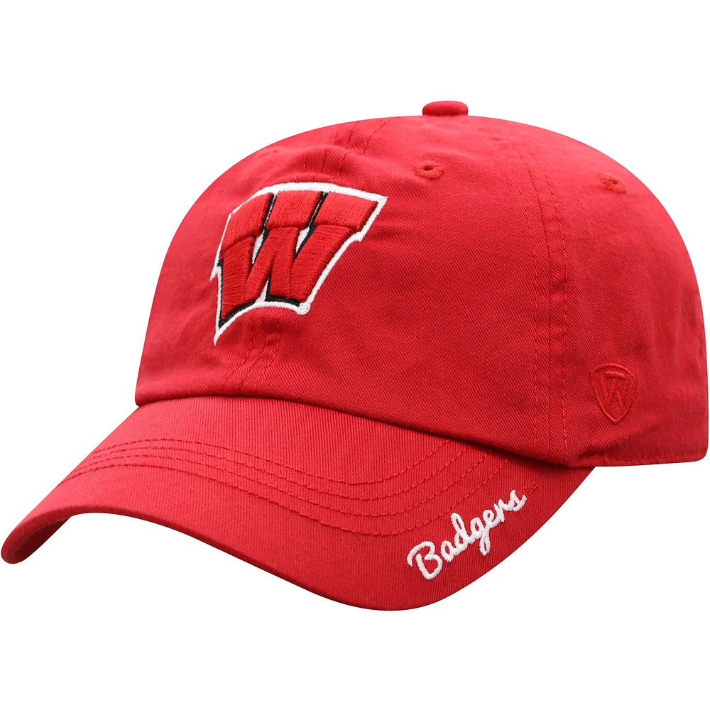 Women's Top of the World Red Wisconsin Badgers Staple Adjustable Hat