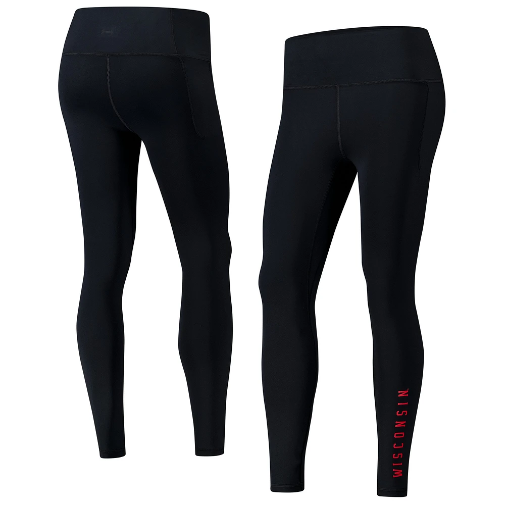 Legging de performance Meridian Luxe pour femme Under Armour, noir, Wisconsin Badgers