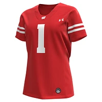 Women's Under Armour #1 Red Wisconsin Badgers Replica Football Jersey