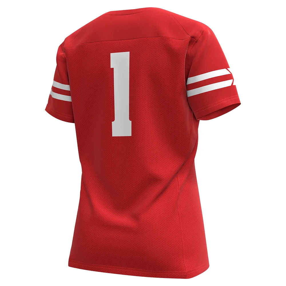 Women's Under Armour #1 Red Wisconsin Badgers Replica Football Jersey