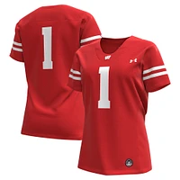 Maillot de football réplique des Badgers du Wisconsin #1 rouge Under Armour pour femme