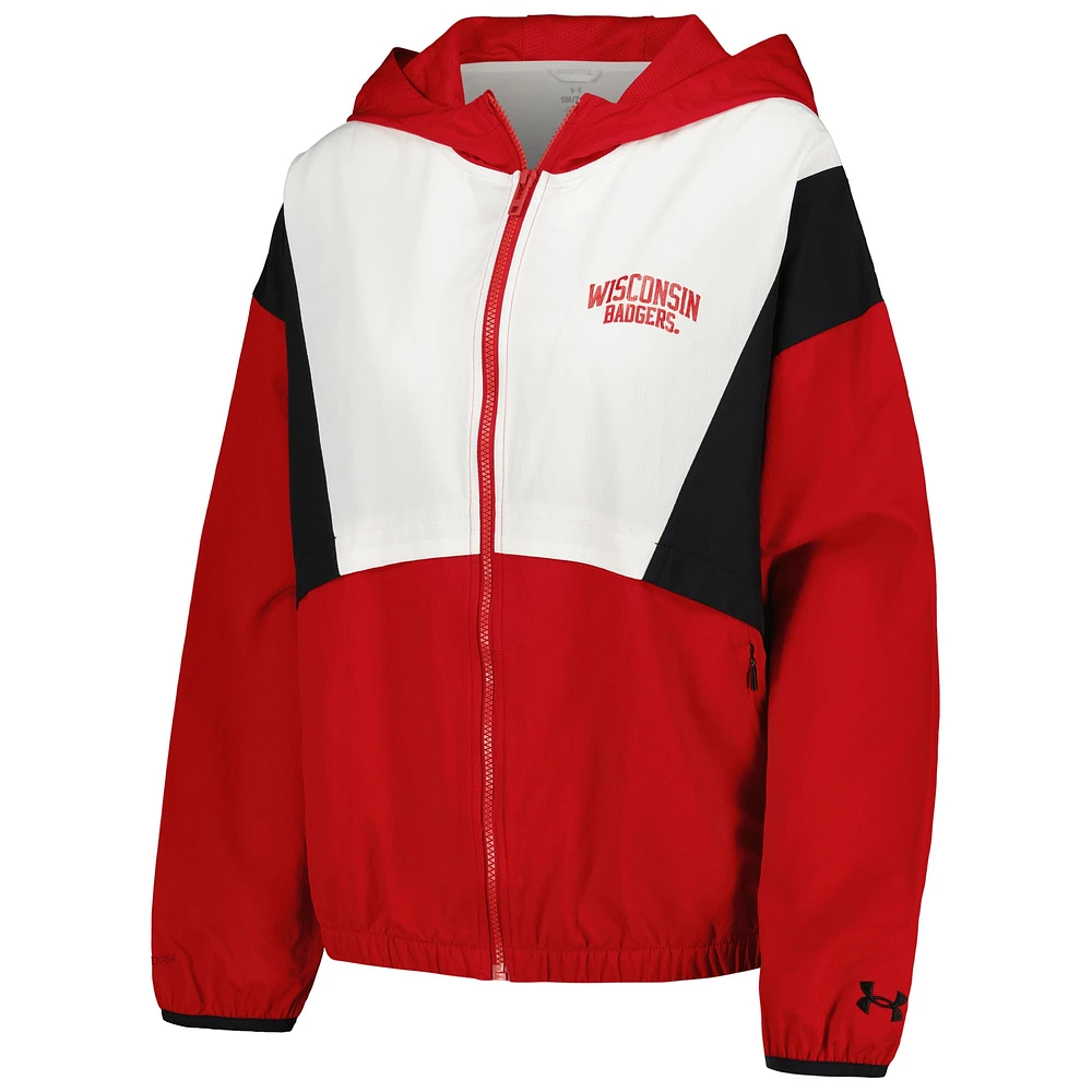 Under Armour Wisconsin Badgers Game Day Veste entièrement zippée pour femme Rouge/Blanc