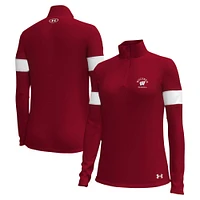 Women's Under Armour Red Wisconsin Badgers Gameday Challenger Quarter-Zip Top