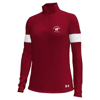 Women's Under Armour Red Wisconsin Badgers Gameday Challenger Quarter-Zip Top