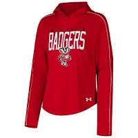 T-shirt à capuche manches longues Gameday Knockout pour femme Under Armour Red Wisconsin Badgers